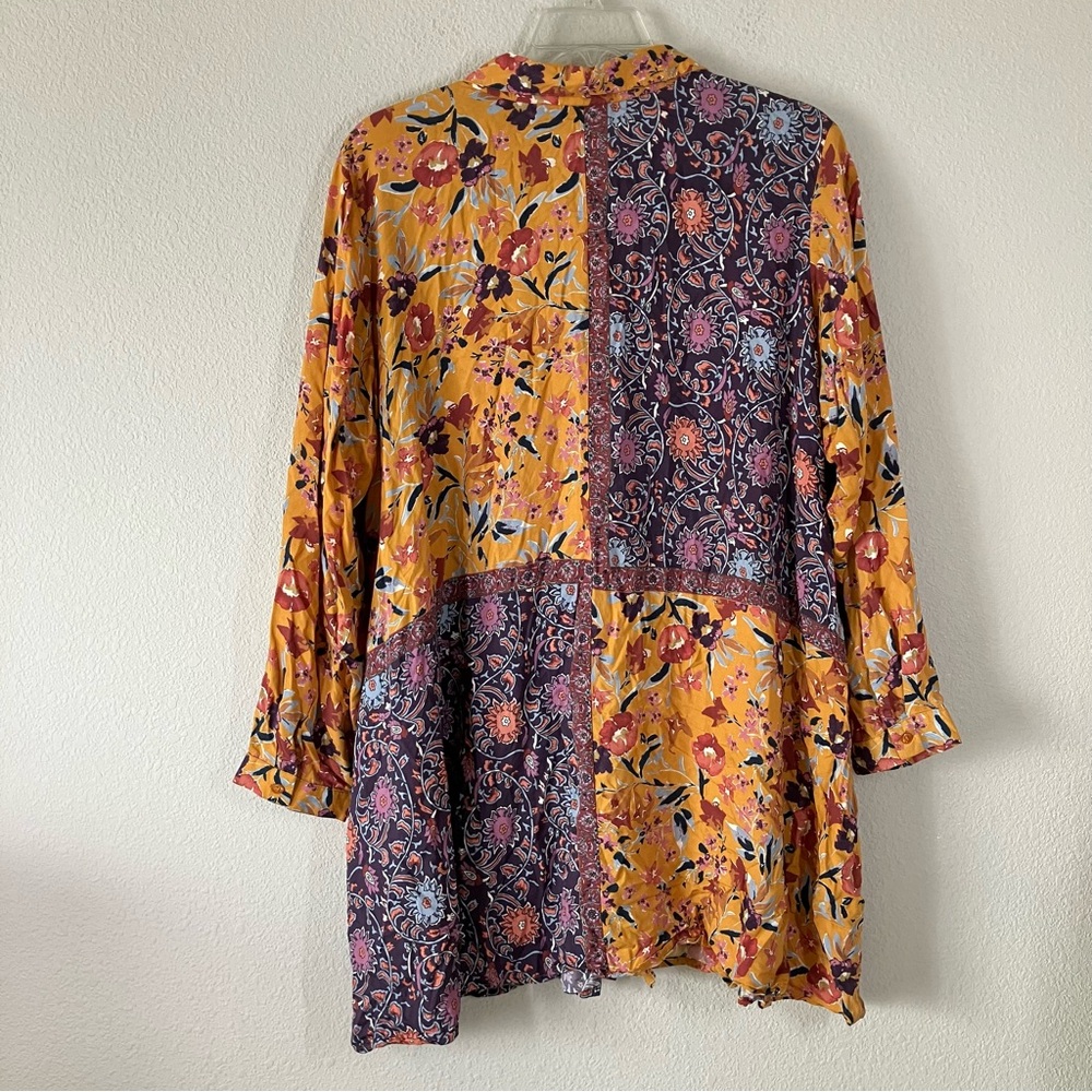 TOLANI Plus Size Tunic Patchwork Button Up Colorf… - image 7